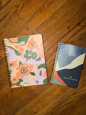 Spiral-Bound Floral Notebook - Peach & Green